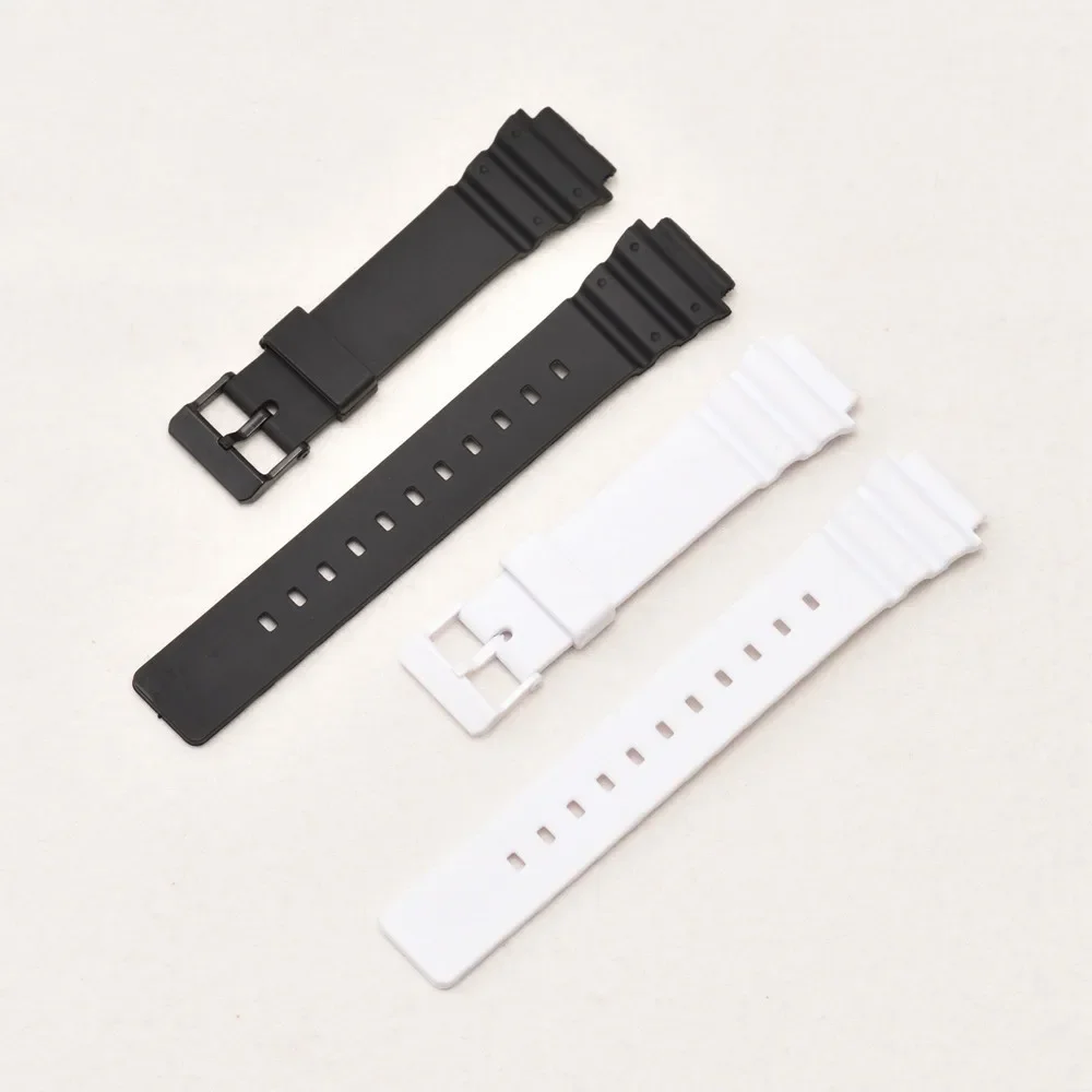 Strap for Casio MRW-200H Black White Men Resin Watch Band Sport Waterproof Silicone Pin Buckle Wrist Bracelet Accessories 18mm