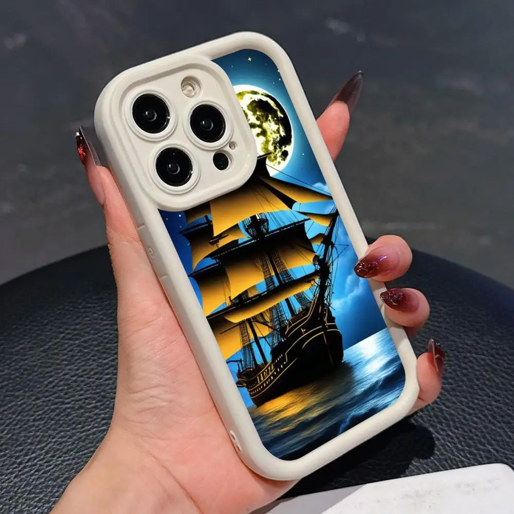

Pirate Corsair Phone Case for iPhone 17 16 15 14 13 12 11 Air Pro Max Plus White Soft TPU Shockproof Cover