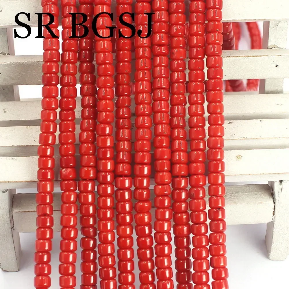 5x3mm 15inch Drum Rondelle Tube Sardi Red Natural Bamboo Coral Gemstone Jewelry Making DIY Accessories Beads 15