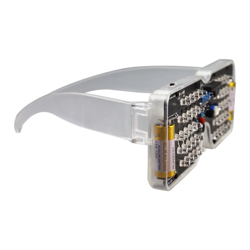 Kit de pratique de soudure de lunettes lumineuses, lunettes LED activées par le son, kit électronique de bricolage pour projet d'apprentissage