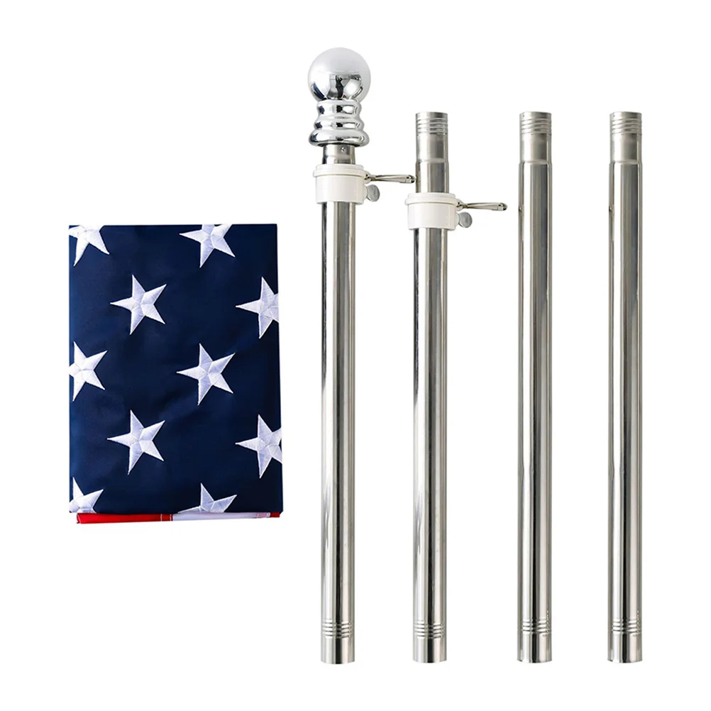 Embroidered American Flag Wind-resistant Pole Outdoor Display Poles Boat Abs Flagpole