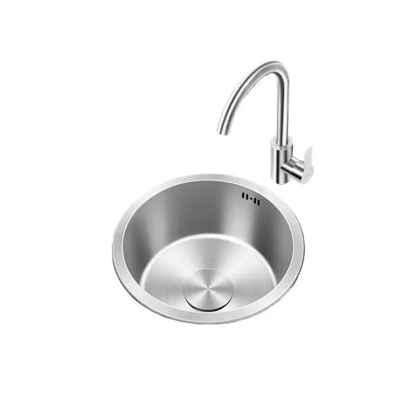 304 stainless steel round basin kitchen round sink stove bar wash basin balcony island vegetable basin small single