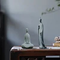 Meditating Buddha Statue Sculpture Natural Stone Room Ornament Suitable for Office Wine Cooler Decor 3