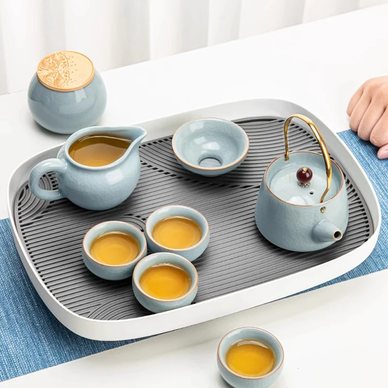 

Nordic Fruit Tea Tray Ceremony Serving Luxury Drainage Desk Office Tea Tray Trinket Afeteria Dishes Plateau Home Decorationgs