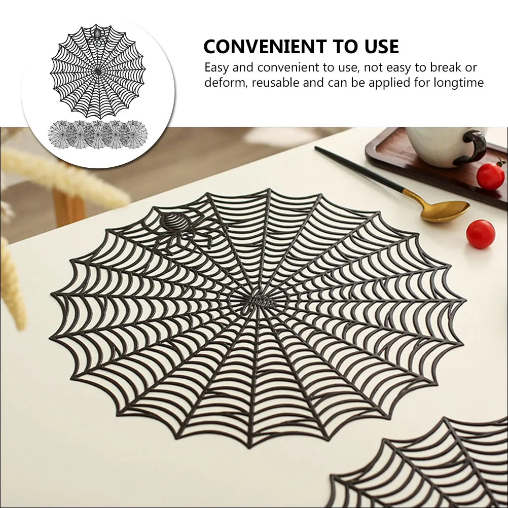 

6Pcs Spider Web Shaped Placemats Hollow Out Heat Insulation Pads for Kitchen Dining PVC Placemats Place Mats Plate Mats