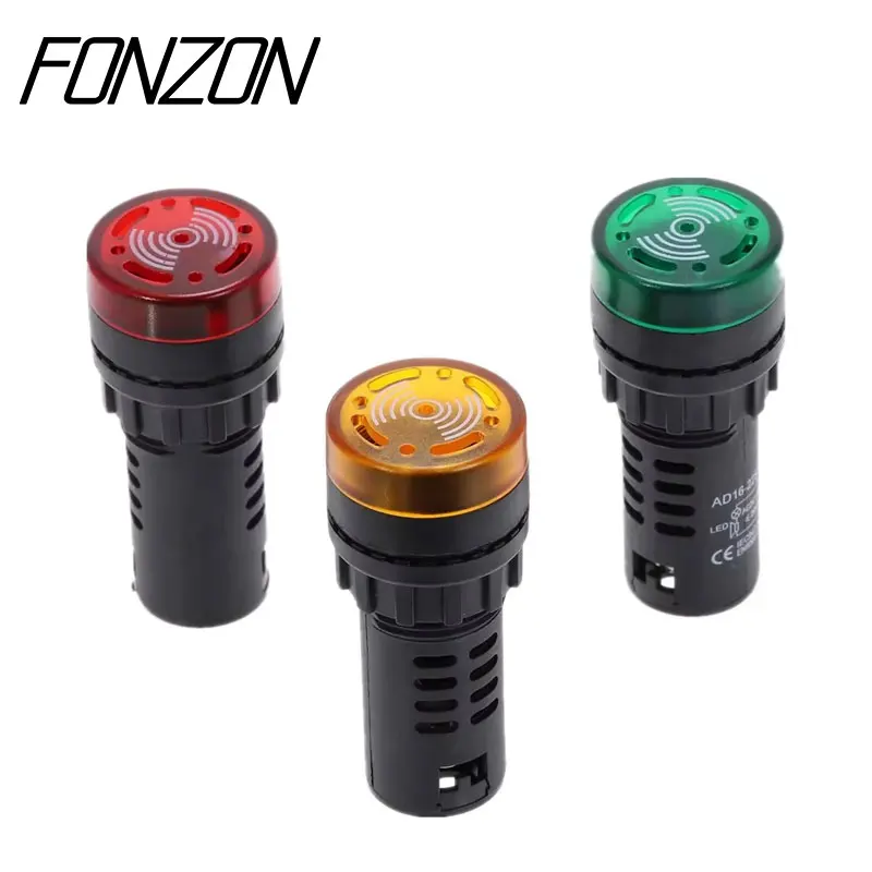 1PCS  22mm Buzzer 12V 24V 110V 220V 380V Flash Signal Light Red LED Active Buzzer Beep Alarm Indicator