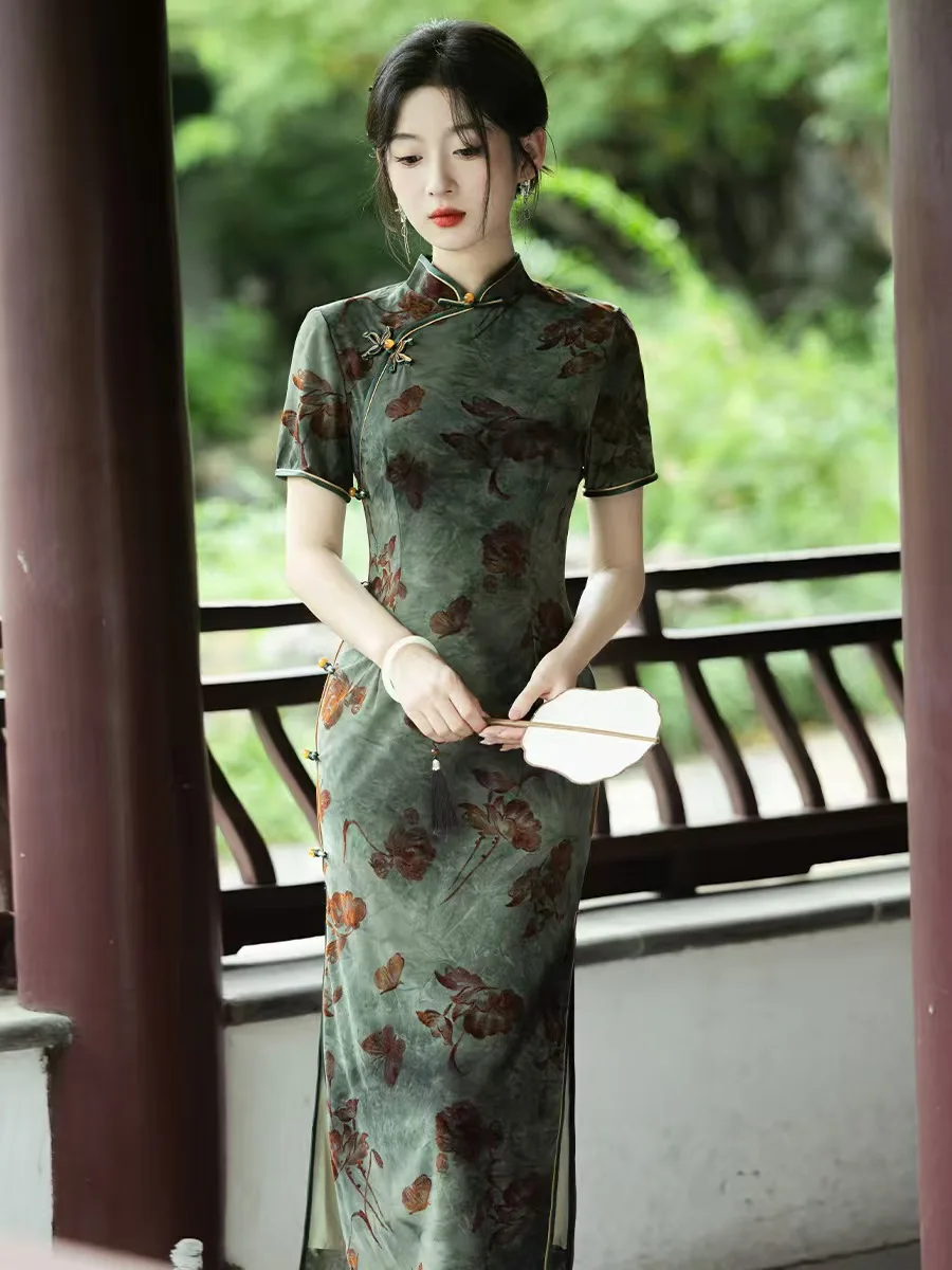 4XL Chinese Hanfu Qipao Tang style Chinese style high-end Qipao embroidery daily Chinese high-end sense traditional clothing