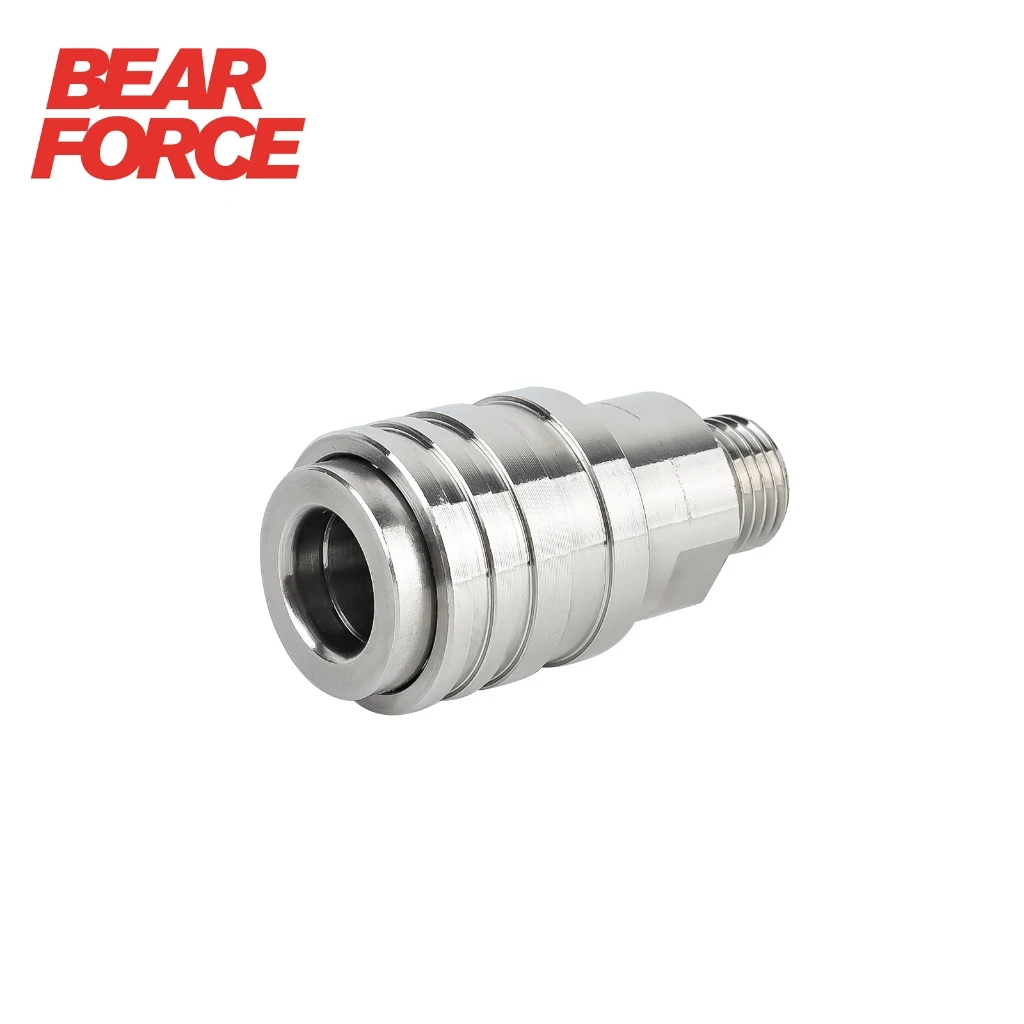 Adaptador de lavadora de pressão BEAR FORCE, casal QD de bloqueio automático de aço inoxidável de 1/4" para pistola de pulverização de alta pressão