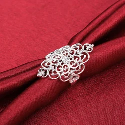 Hot fine wide Retro elegant flower 925 Sterling Silver Rings For Women Fashion Party Gifts Girl Charm wedding brands Jewelry