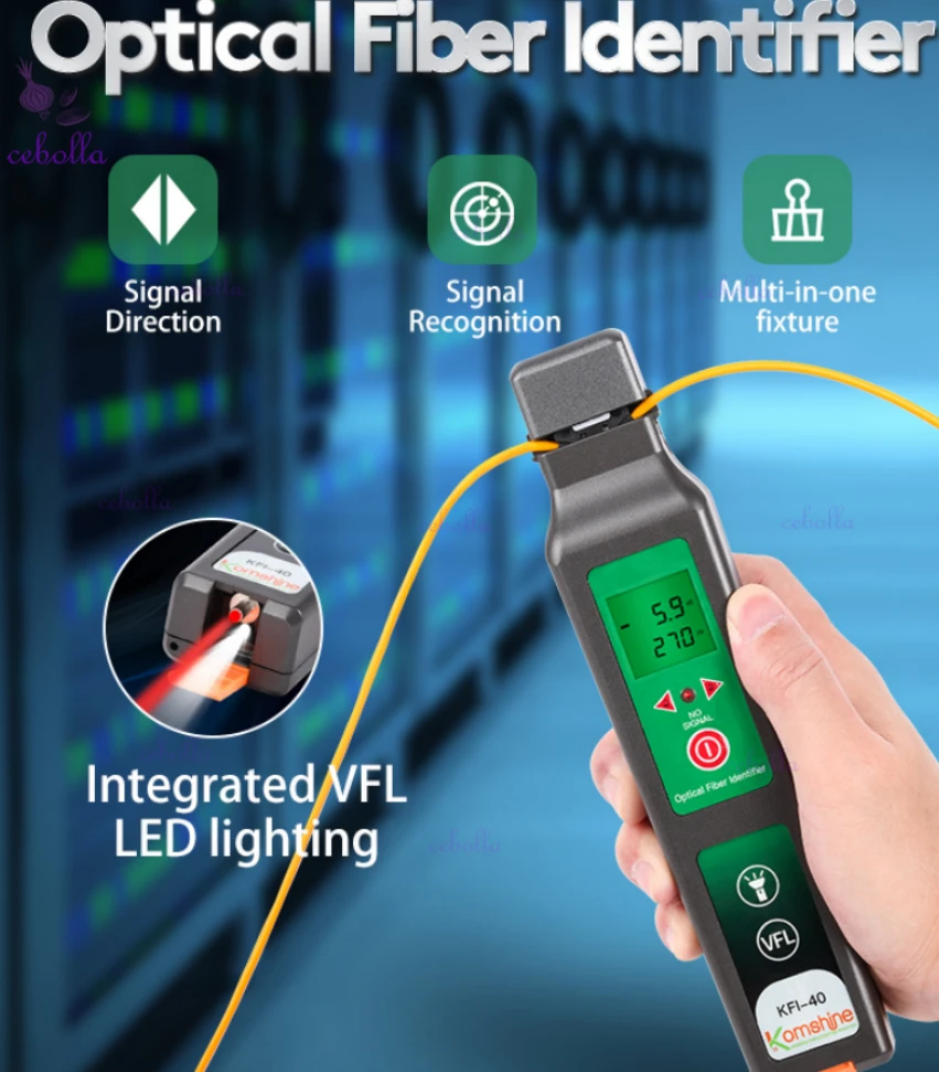 FTTH Komshine KFI-40 Fiber Detector Cable Tester with VFL Function Multi Chuck Live Fiber Identifier Suitable for 800-1700nm