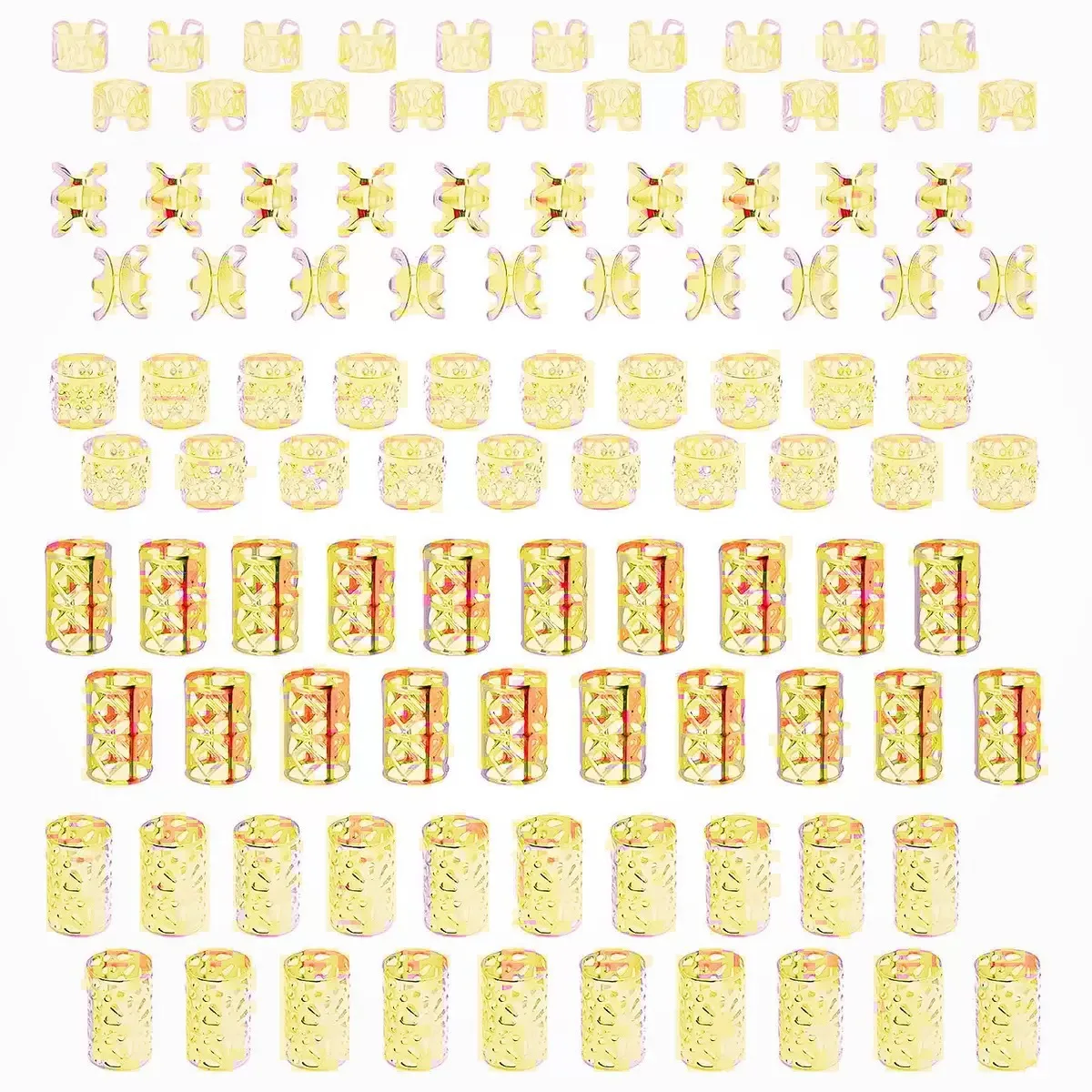 

100pcs Dreadlock Hair Extension Rings Gold Silver Metallic Braid Accessories Set for DIY Wig Ponytail Home Party