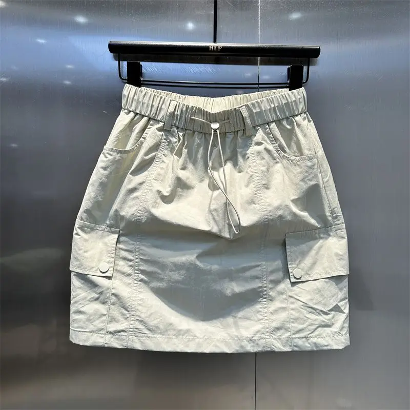 Jupe d'été en forme de A pour femme, jupe courte décontractée à taille élastique, style coréen