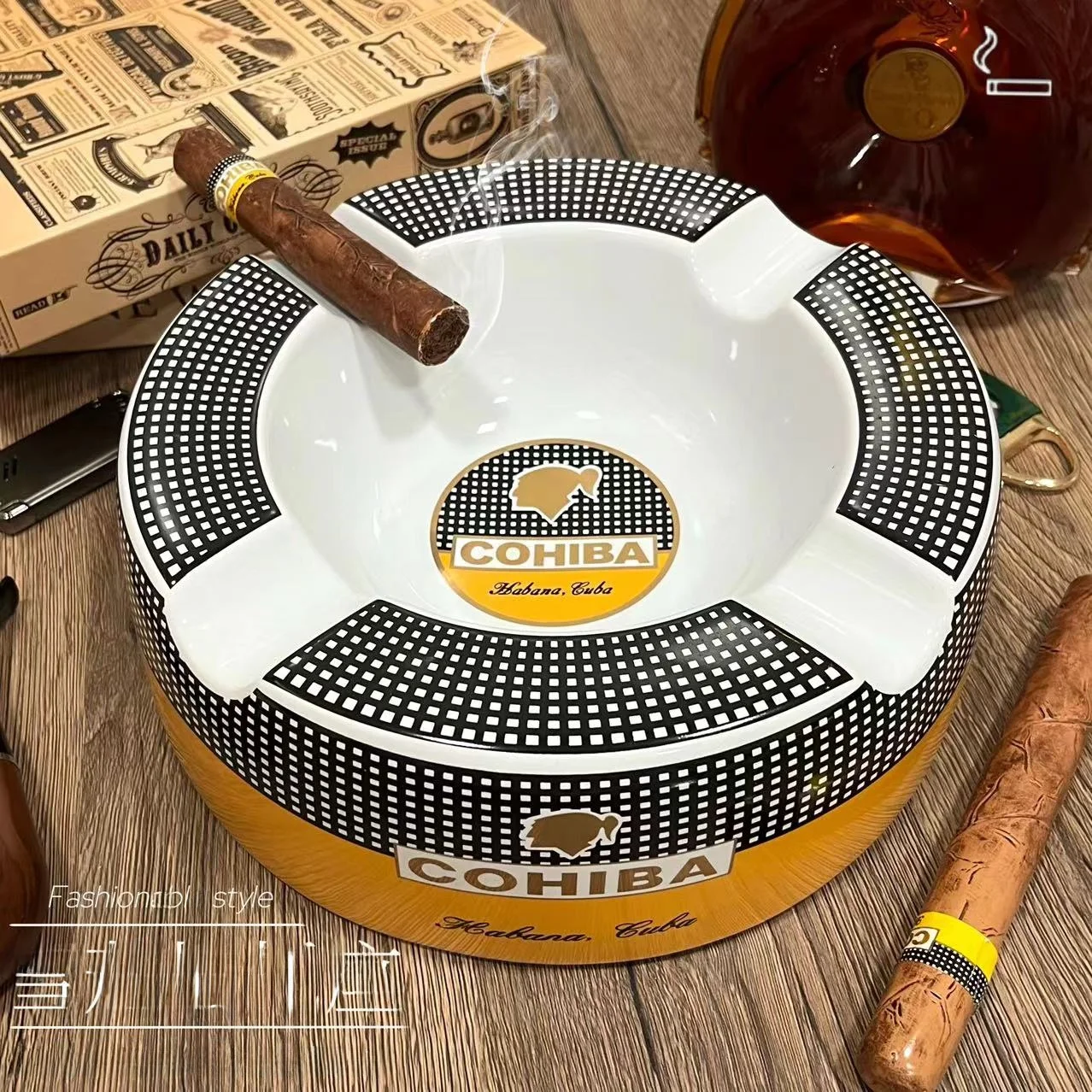 

High Faion Cerc Atray Creative Office Living Room Decorative Item round Cigar Atray Festive Gift Brand: Gao Xibao