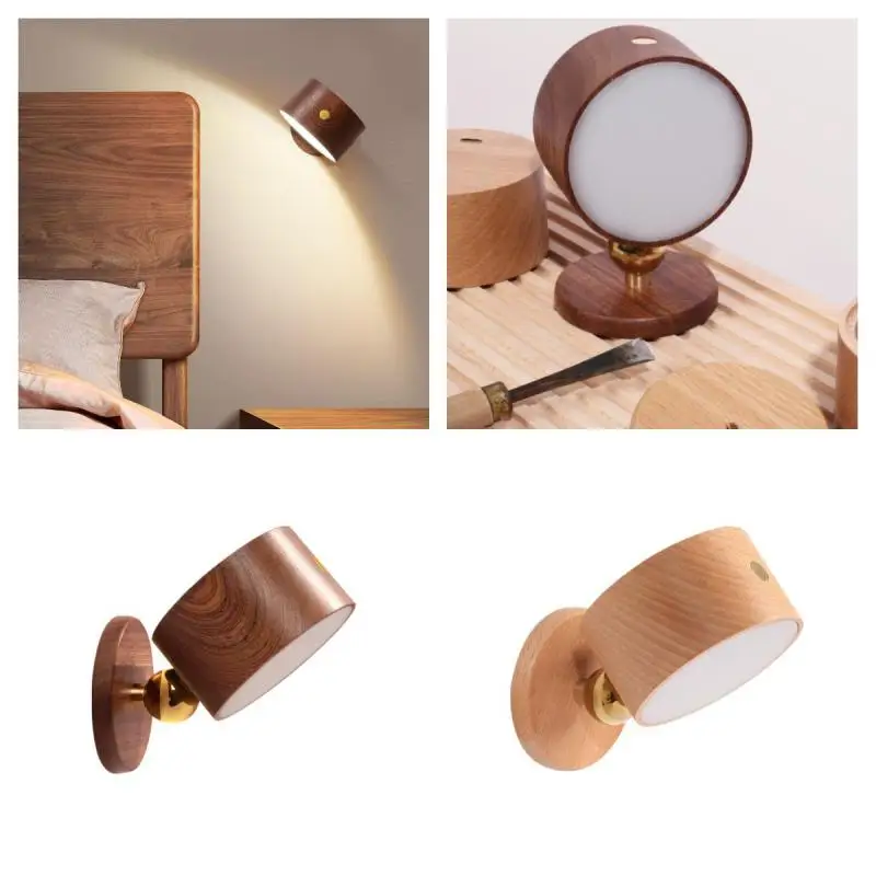 

Wood Night Light Wall Lamp USB Touch Control Table Lamp Rotatable Sconce Stair Light Best Gift LED Bedroom Sleeping Night Light