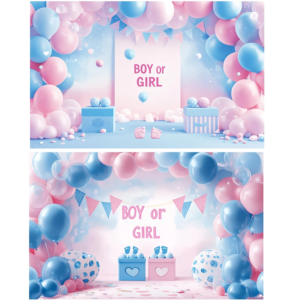 Gender Reveal Backdrop Photocall Ggender Reveal Party Banner Background Happpy Birthday Pary Decor Kids Boy Girl Baby Shower