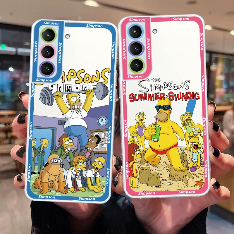 

Disney The Simpsons Cartoon Love Transparent Phone Case For Samsung S23 S22 Ultra S21 S20 FE S10 Note20 10 Plus 5G Angel Eyes