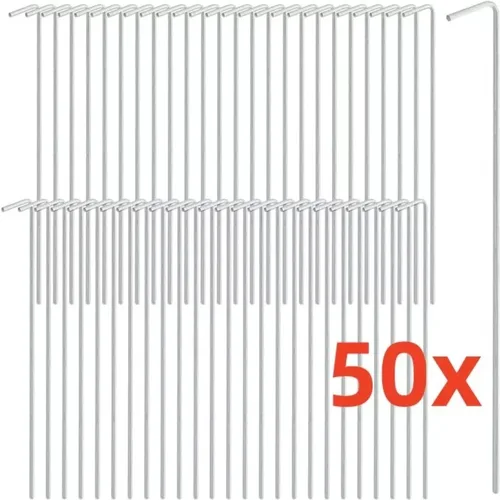 Clavijas de acero galvanizado para tienda de campaña, accesorios duraderos de Punta puntiaguda plateada, anclaje de hoja de tierra para acampada, 50 piezas