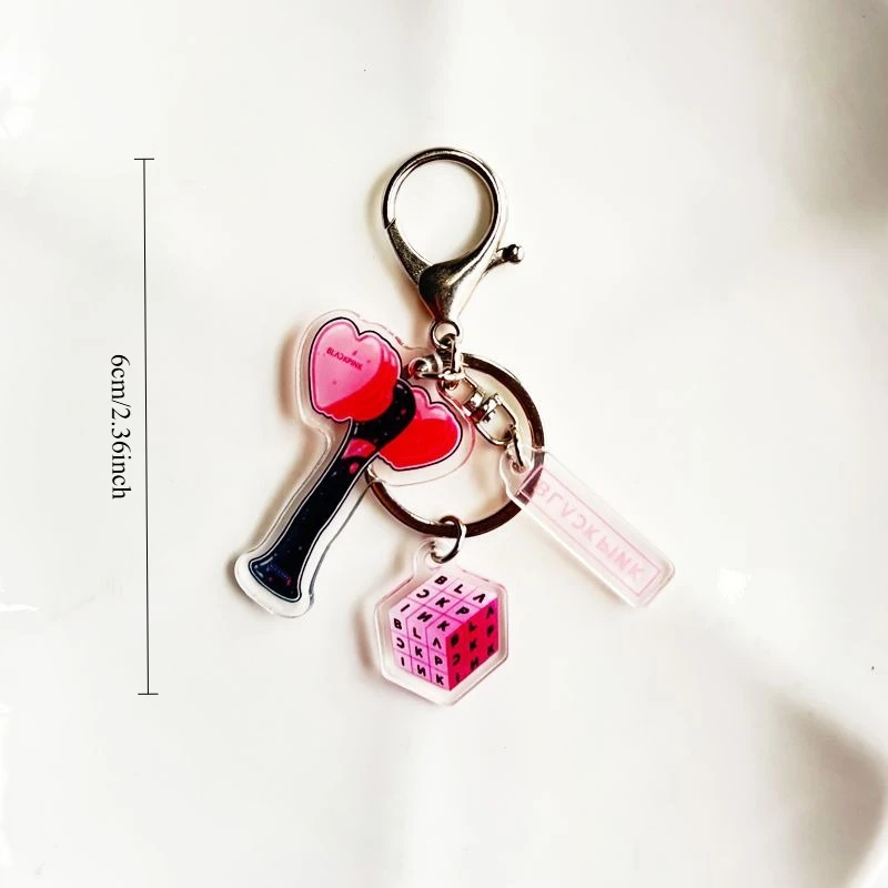 BLACK PINK Mini Stick Keychain Anime Peripheral Cheer Stick Charm Backpack Hanging Ornament Creative Fan Souvenir Gift view 3