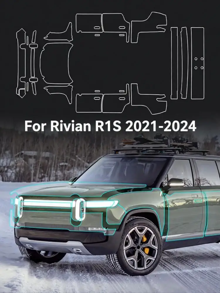 

For Rivian R1S 2021-2024 TPU Bumper Hood Scratch-Resistant Self-Healing Paint Protection Film Invisible Pre-cut PPF ﻿Kit