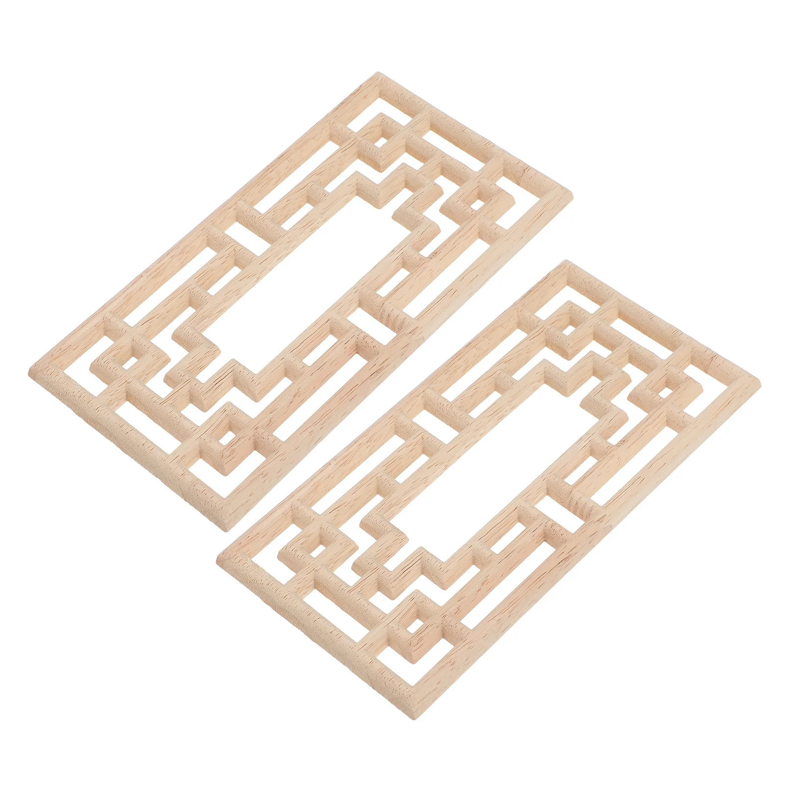 

2pcs Wood Carved Appliques For Furniture Cabinet Door Bed Frame Wall Decor Wooden Onlays Home Interior Upgrade