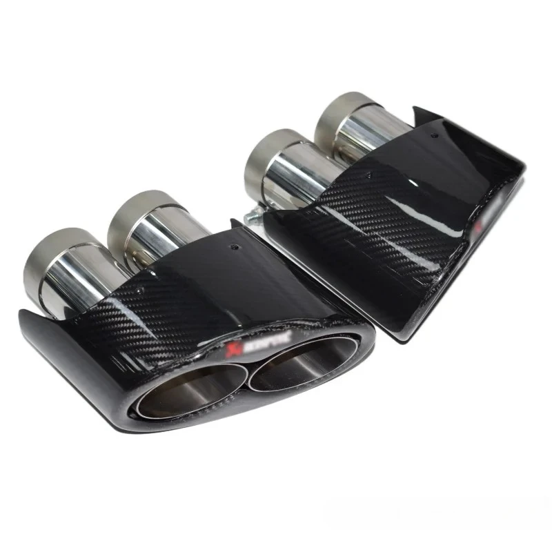 Carbon Fiber Exhaust Pipe Tips for Audi S7 S6 S5 S4 S3 RS6 Muffler End 2-Inlet Tail for Models A4 and A3