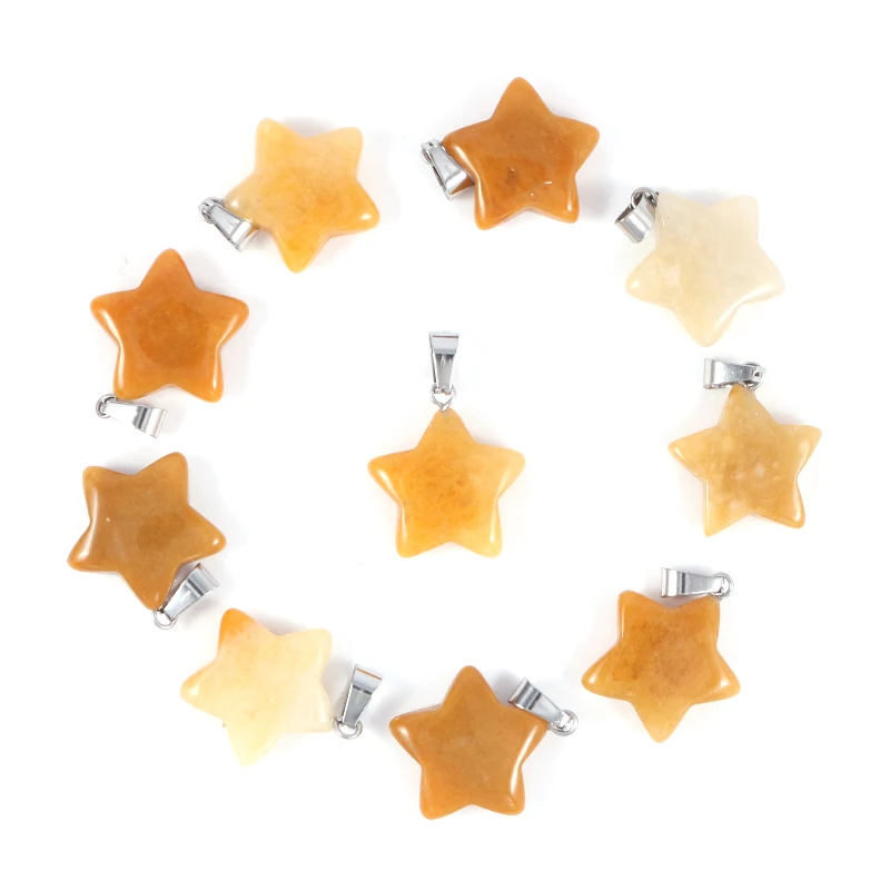 Fubaoying 25 Pieces Natural Stone Quartz Star Charm Pendant 8