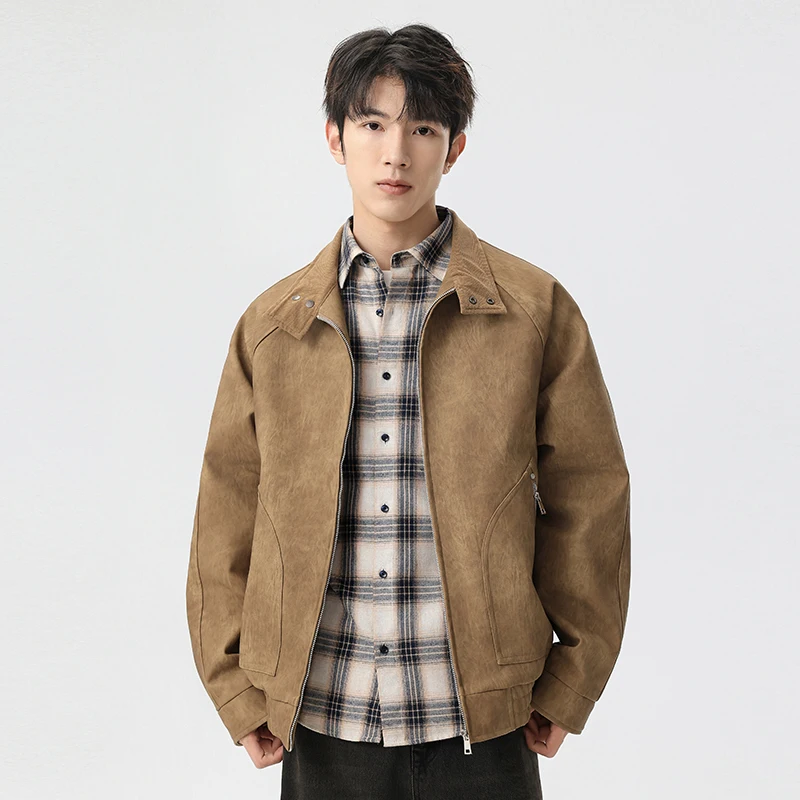 

Винтажная куртка из искусственной кожи с узором снежинки и текстурой облачного тумана — зимне-осенняя верхняя одежда