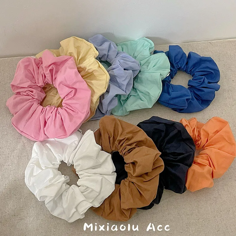 Dopamine Colored Wrinkle Scrunchie Headdress for Women Girls 2024 Summer Korean Simple Cotton Hair Band Hair Accessories