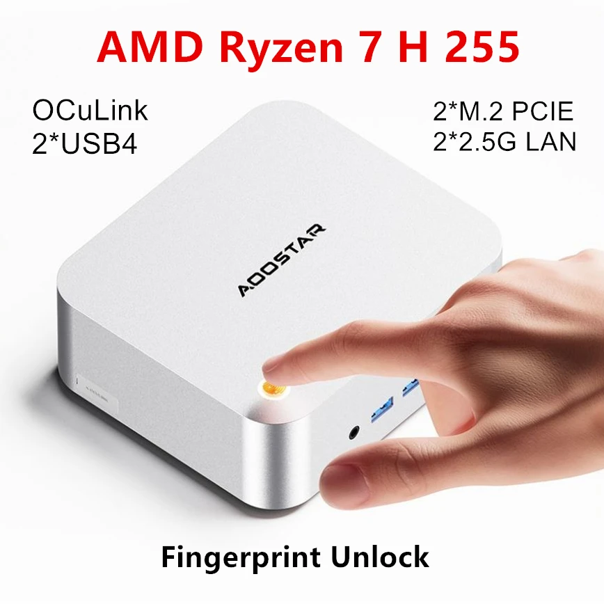 Aoostar MACOゲーミングミニPC AMD Ryzen 7 H 255 指紋認証 OCuLink 2