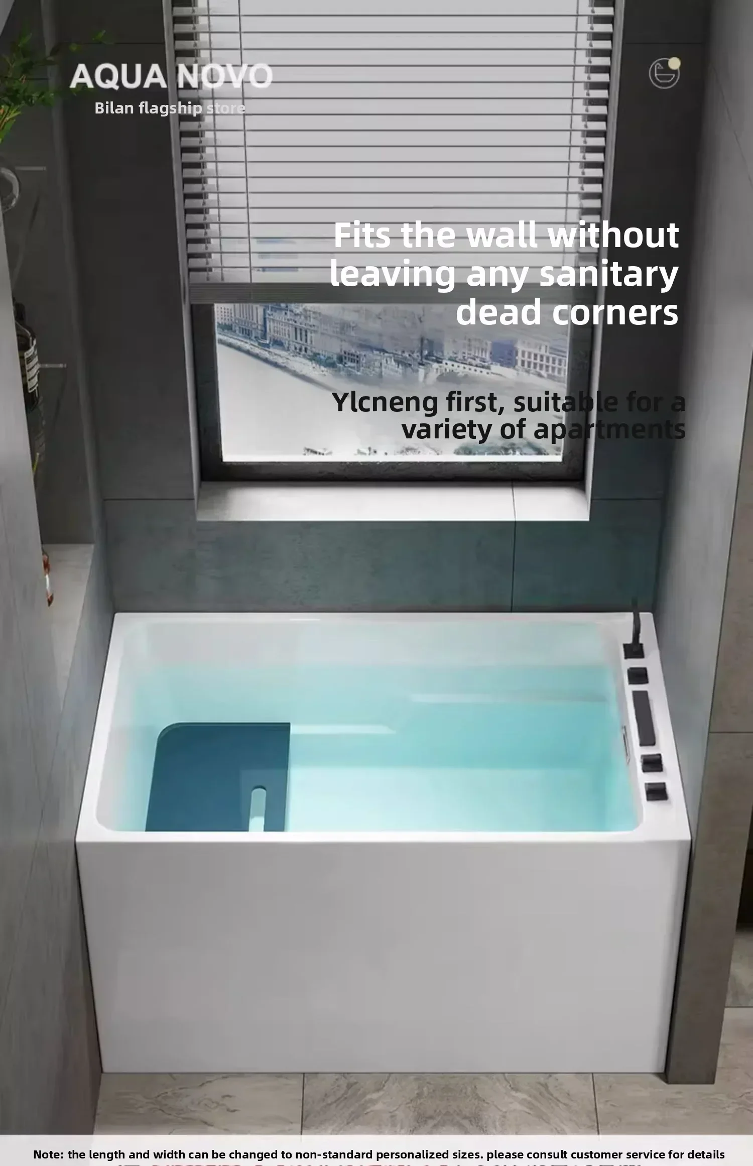 v1 deep bule acrylic bathtub household Japanese mini sit shower integrated