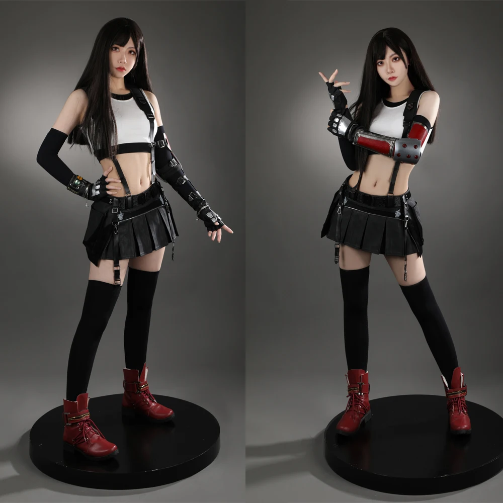 Sexy Tifa Lockhart Cosplay Fantasia parrucche gioco Anime Final Fantasy VII Costume travestimento donne adulte Fantasy Halloween Party