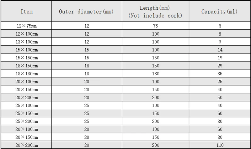 24pcs/lot All Sizes Clear Lab Flat Bottom Thickening  Glass Test Tube with Cork Stoppers