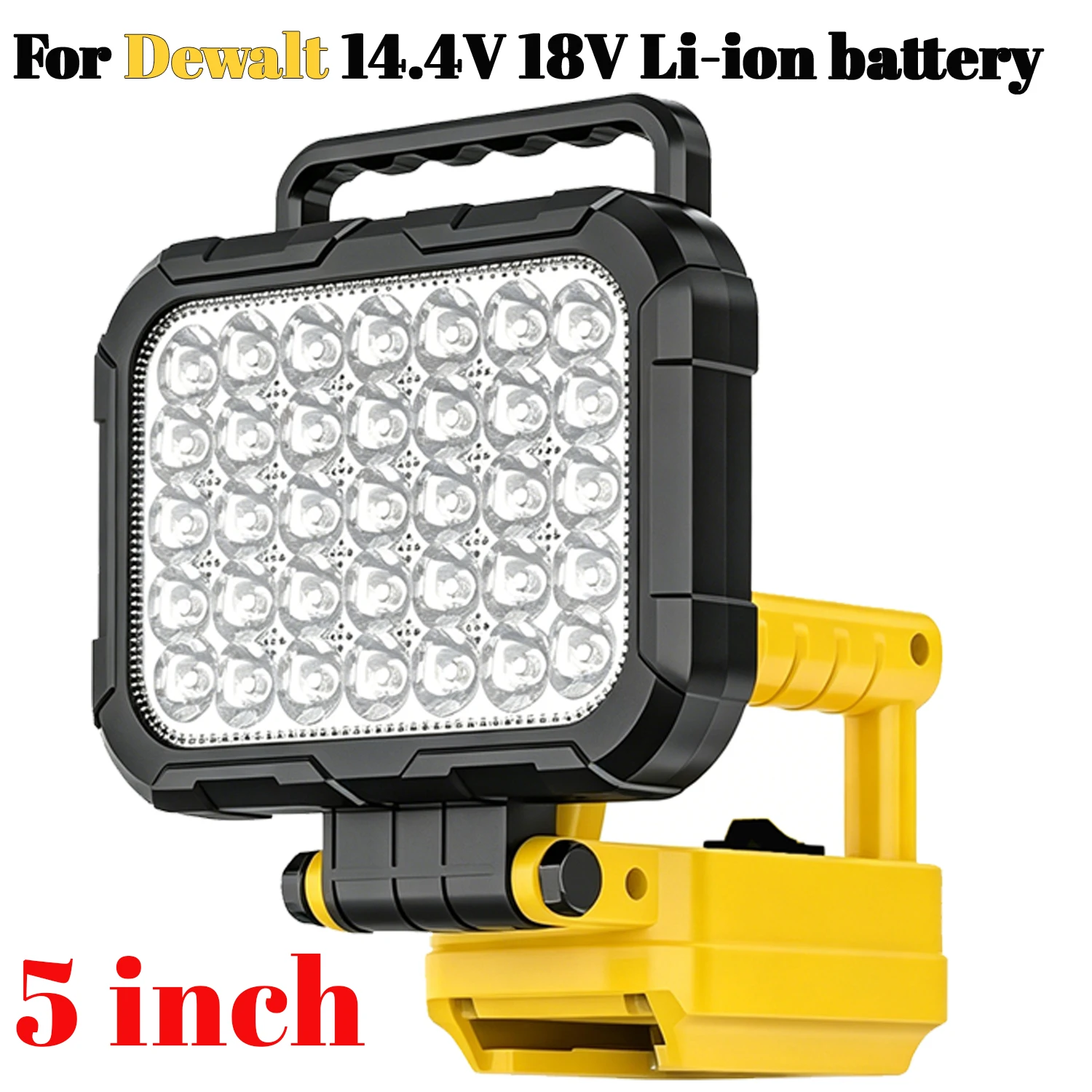 Kabellose LED-Arbeitsleuchte für Dewalt 18-20V Li-Ionen-Akku, Dual-USB, tragbar, verstellbarer Winkel, Griff, Notlicht, ohne Akku – Detail 4