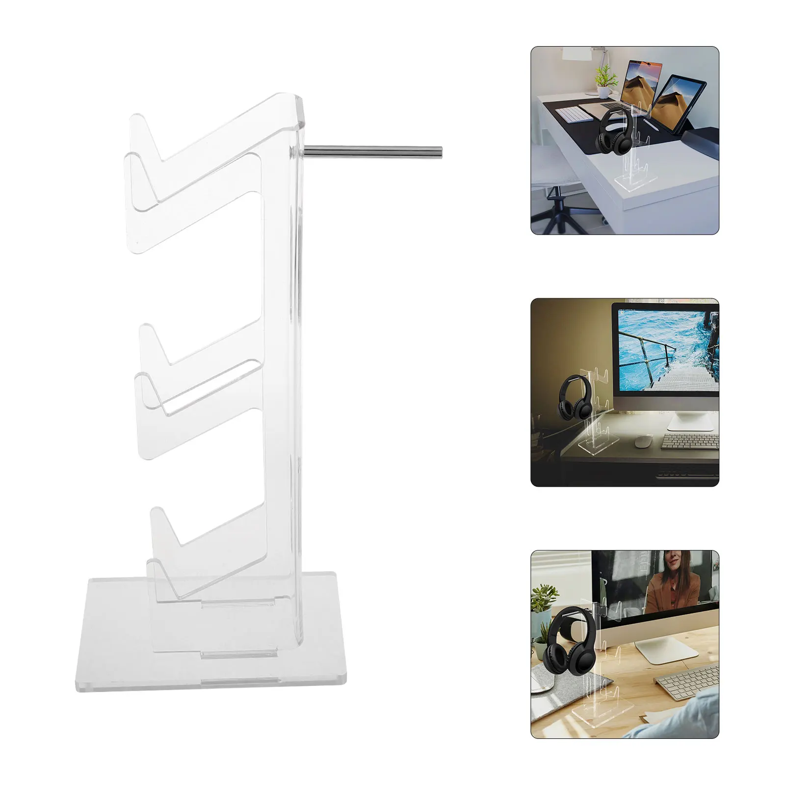 

Multilayer Acrylic Clear Controller Display Stand For Desk Headset Earphone Rack Organizer Game Tier Shelf Universal Desktop
