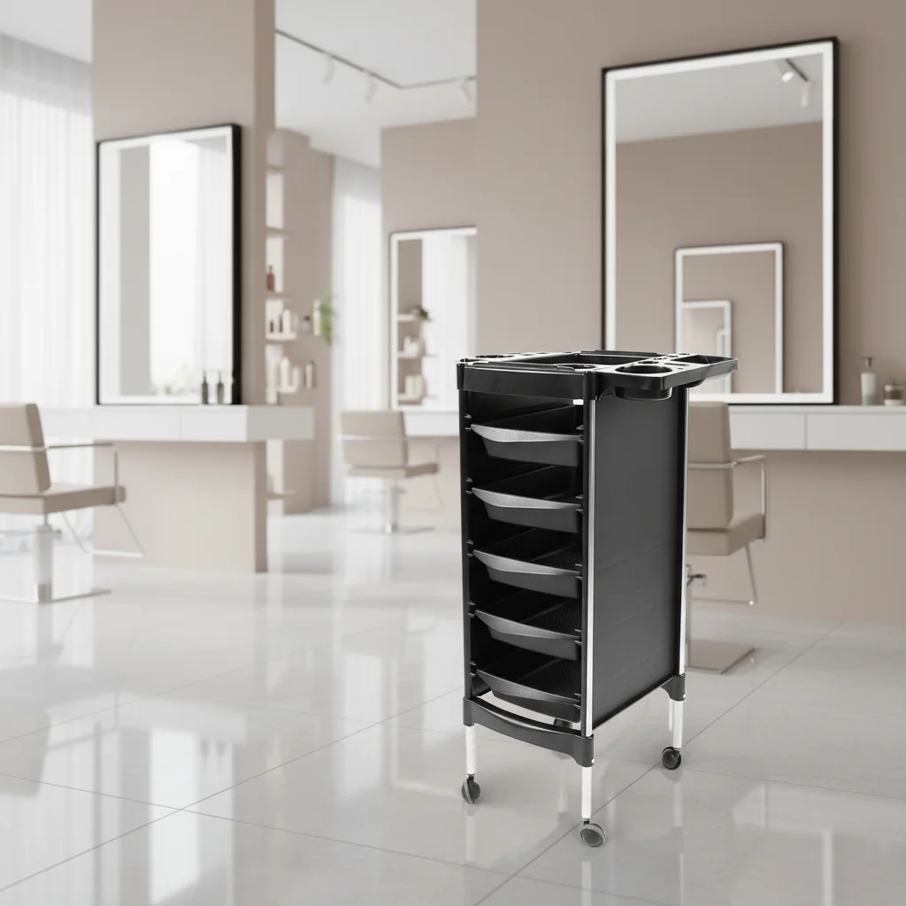 Professionnel Salon Furniture Plastic Beauty Salon Carts Barber Hairdresser Trolley Hair Salon Trolley Blackpromote sales