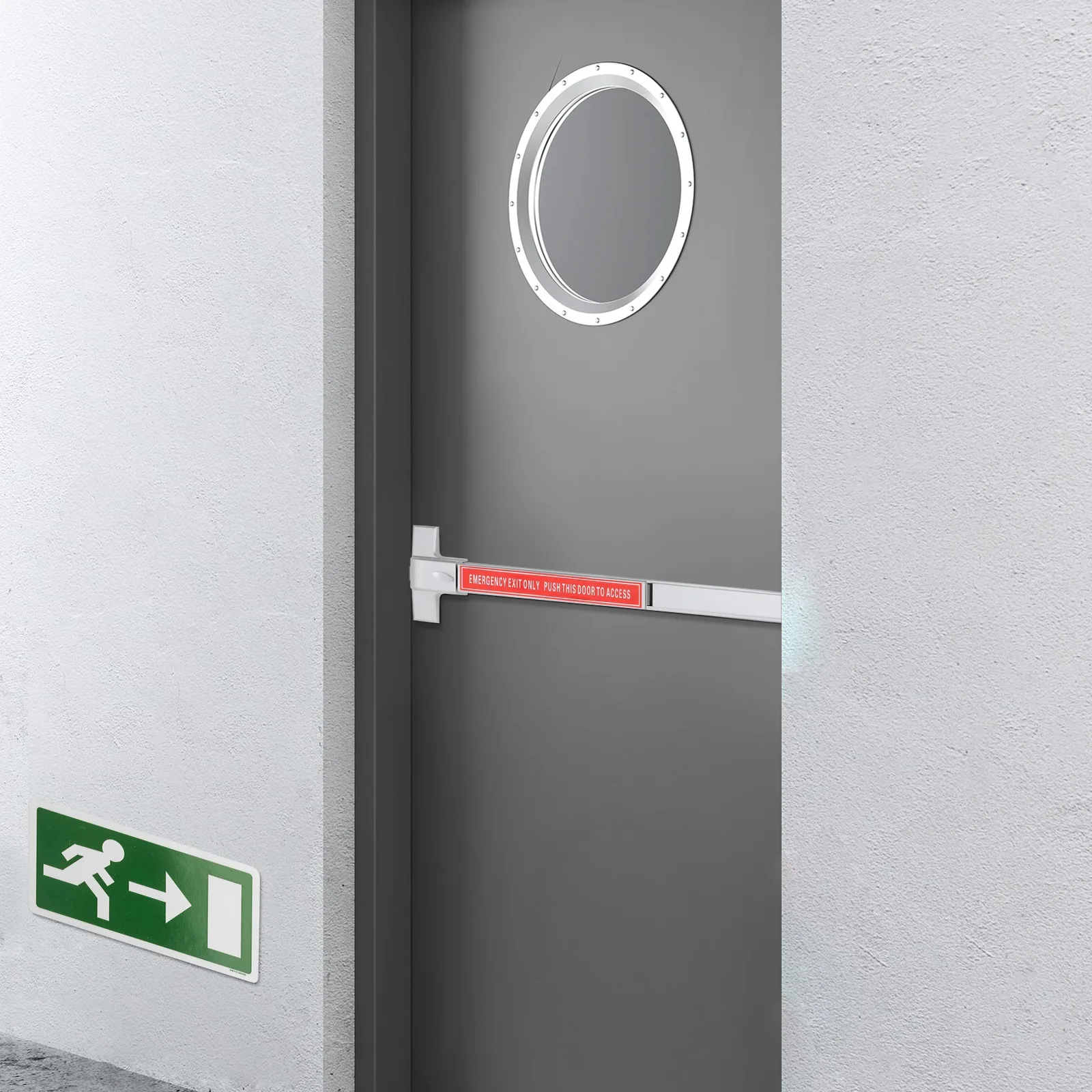 Hardware comercial de bloqueio de saída de aro à prova de fogo, barra de pressão de saída prateada de 65cm, fechadura de emergência de segurança contra incêndio com chaves-montagem de porta moderna