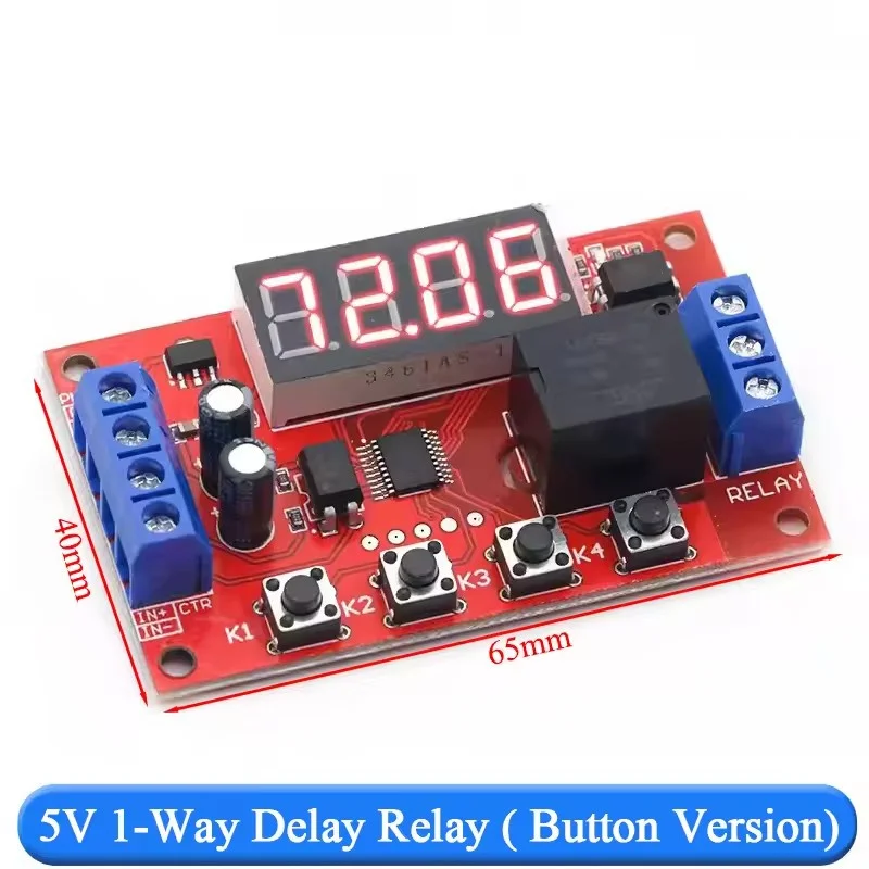 1/3/5pcs DC5V/12V/24V 10A Adjustable Delay Relay Module LED Digital Timer Delay Trigger Relay Module 0.01s-999min Adjustable