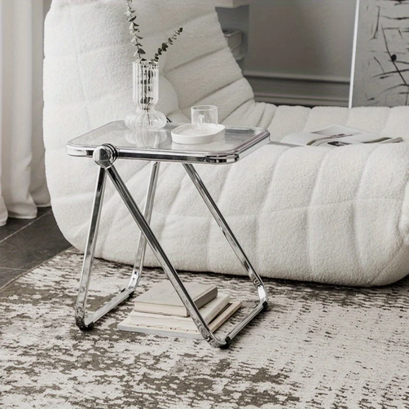 Modern Transparent Square Table - Foldable Small Table for Office & Living Room Sofa Side & Home Leisure image 3