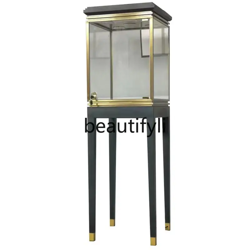 Showcase Customized Jewelry Counter Customized Jewelry Showcase Stainless Steel Brushed Titanium-plated Boutique Jewelry Booth