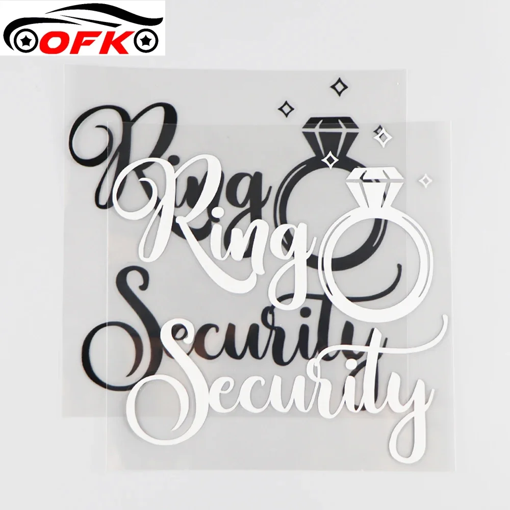 OFK anillo de seguridad impermeable patrón de dibujos animados coche pegatina PVC calcomanía negro/plata.