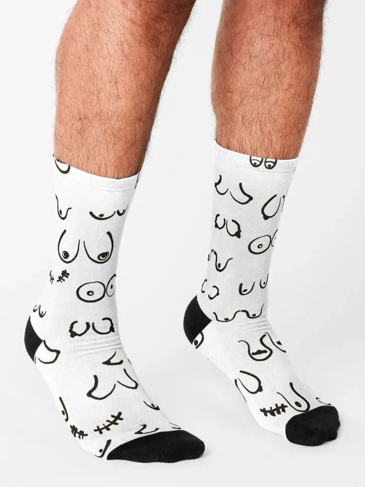 Boobs Sketch Black and White Socks Argentina christmass gift Ladies Socks Men\'s