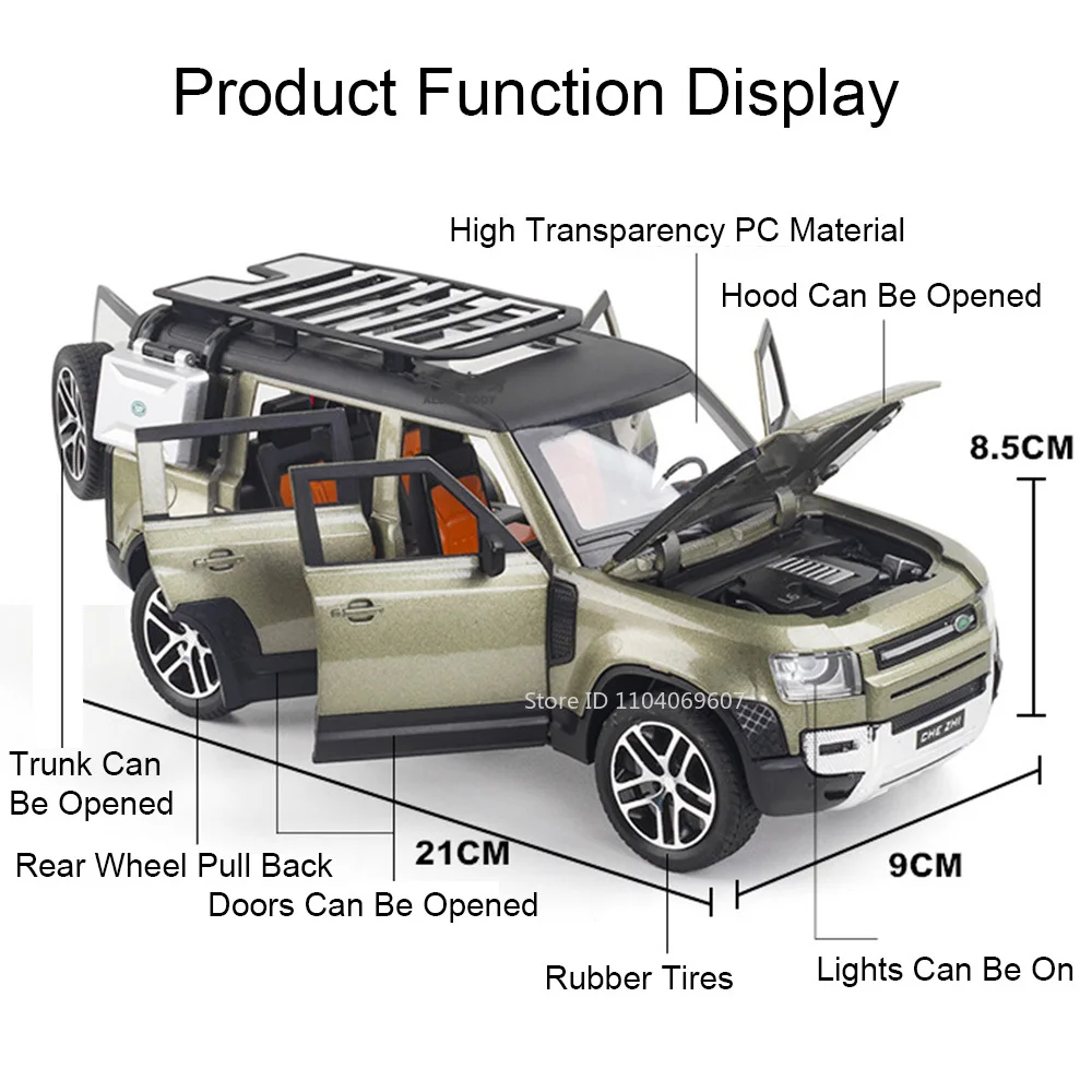1:24 YANGWANG U8 Defender Model Samochodu Zabawka Metalowy Odlew Ciśnieniowy Pojazd Terenowy Amortyzacja Napęd Pull Back Otwierane Drzwi Symulacja Zabawki