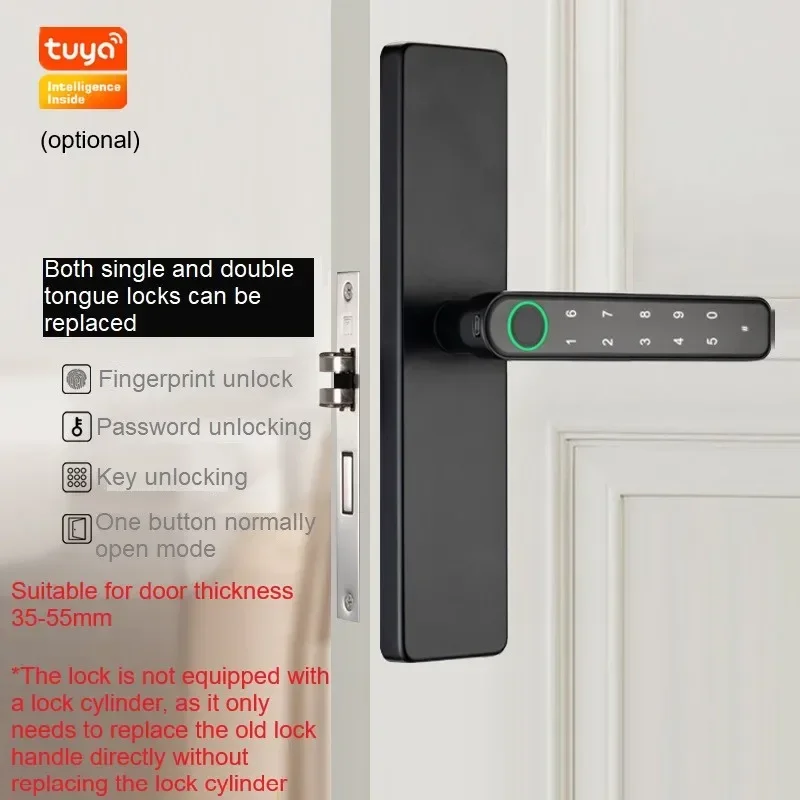 Tuya Bluetooth-compatiable Smart Door Lock Biometric Fingerprint Password Key Tuya APP Remote Unlock Digital Electronic Locks