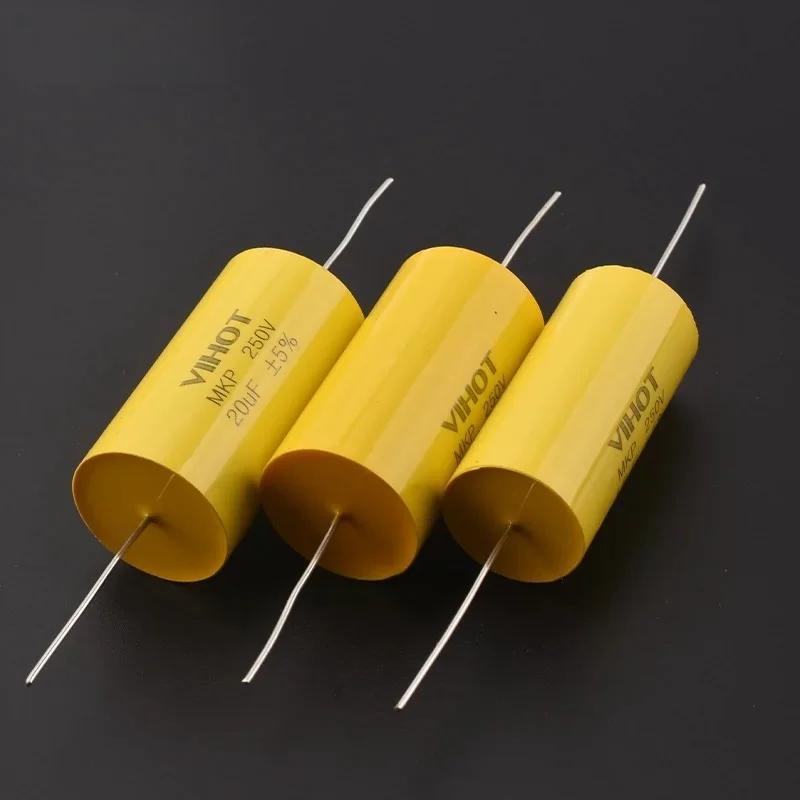 1PCS 250V Stepless MKP Axial Yellow Circle Piercing Capacitor 0.47~47uF Tweeter Film Capacitor Crossover Audio