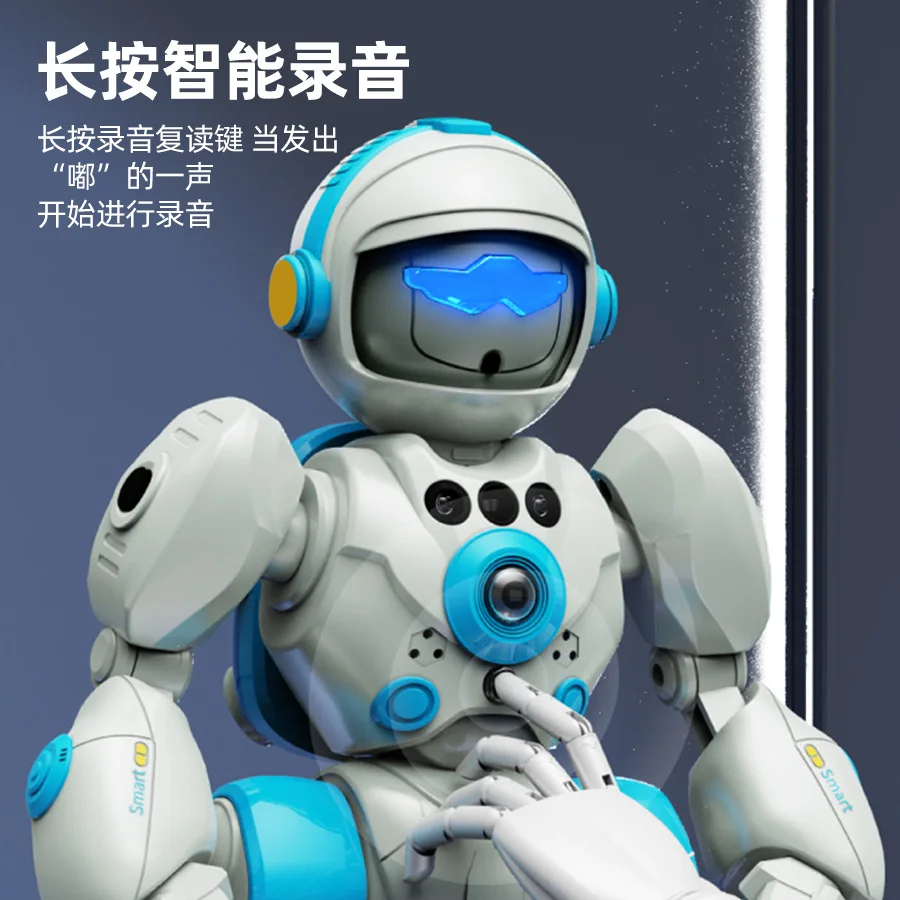 Intelligenter sprachgesteuerter interaktiver KI-Roboter für Kinder, aufnahme mit Gestenerkennung, Ton- und Lichttanzroboter