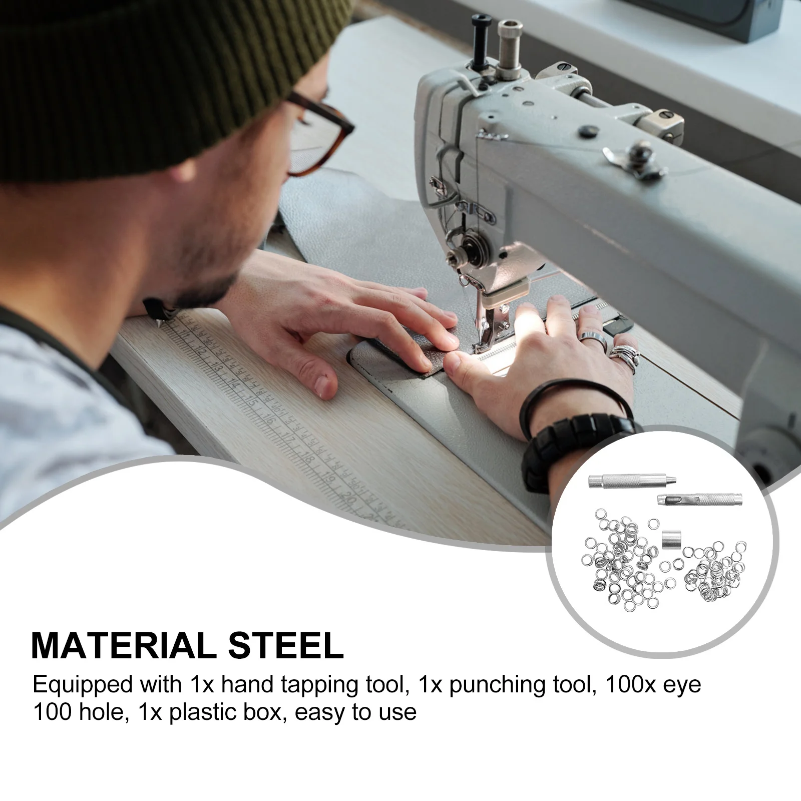 

Handmade Eyelet Punch Die Tools Set Metal Eyelets Mold Durable Rust-Proof for Leathercraft Hole Punch DIY Shoe Bag