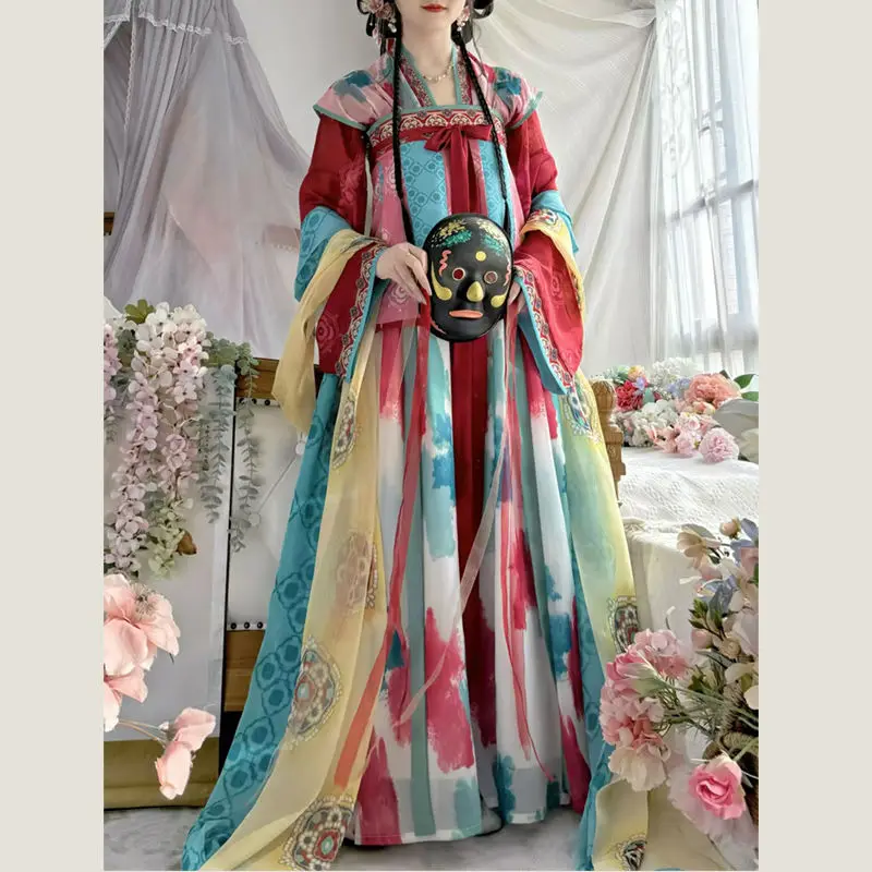 

‌ Оригинальный комплект Tang Hanfu — женский Tang Beizi с юбкой из восьмипанелей с высокой талией, традиционная китайская одежда, элегантный сказочный наряд
