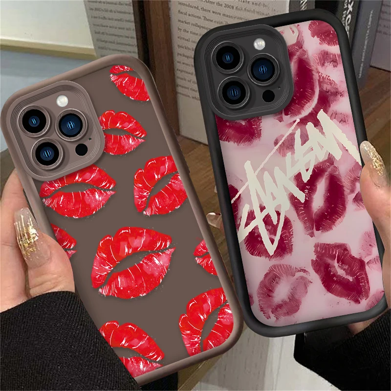 Sexy Girl Red Lips ﻿Phone Case for Xiaomi POCO X6 X5 X4 GT F3 F4 F5 M6 Pro X3 NFC Mi 13T 12T 11T 13 12 11 Lite 5G NE Matte Cover