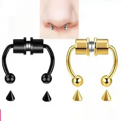 1~4sets Hassle-free Unique Magnetic Closure Nose Ring Faux Piercing Trend Fake Nose Ring Stylish Jewelry Accessories