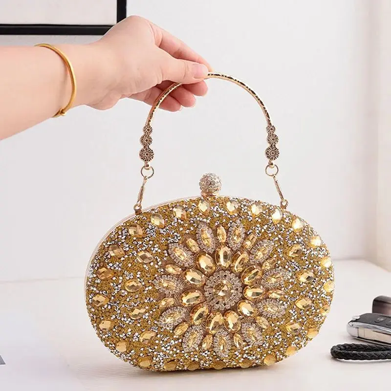 

Evening Diamond Flower Clutch Bag for Women Wedding Handbag P Single oulder Bag Triangular Zongzi Sle ABS Material